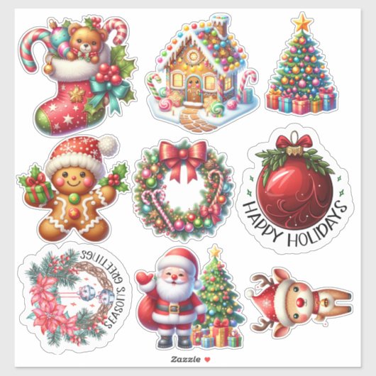 Kerststickers: Boom, Krans, Sinterklaas & Meer Ple Sticker (Vel)
