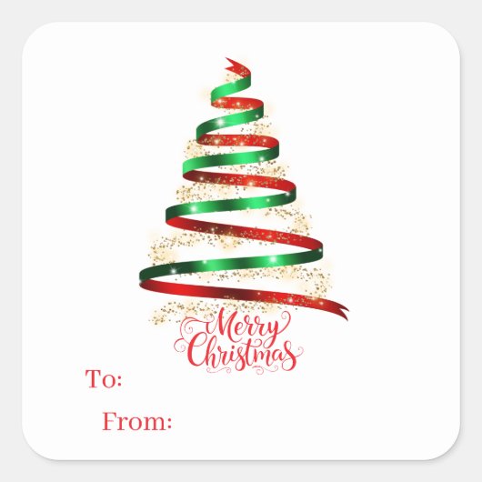 Kerststickers cadeaublaadjes vierkante sticker (Voorkant)