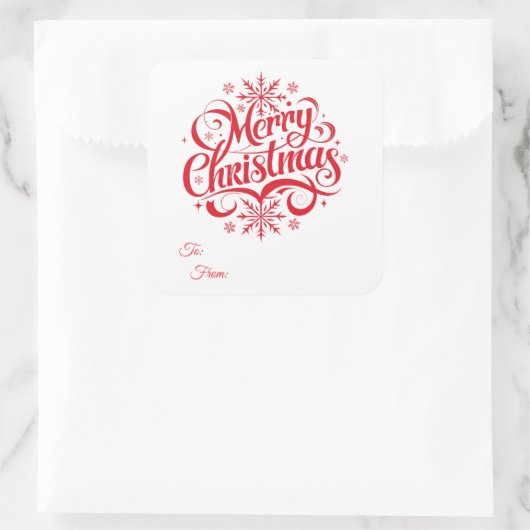 Kerststickers Cadeautags Vierkante Sticker (Tas)