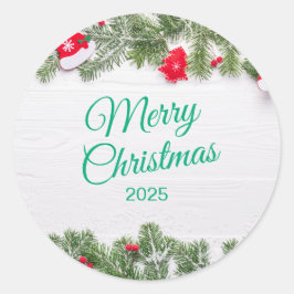 Kerststickers – Feestelijke Kerstversiering Ronde Sticker