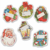 Kerststickers/Kado-etiketten Groot Vintage Sticker (Voorkant)