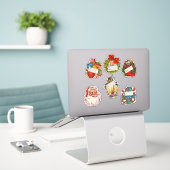 Kerststickers/Kado-etiketten Groot Vintage Sticker (Laptop op bureau)