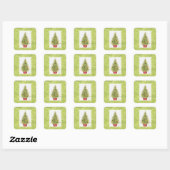 Kerststickers Kerstboom in rode pot Vierkante Sticker (Vel)