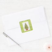 Kerststickers Kerstboom in rode pot Vierkante Sticker (Envelop)
