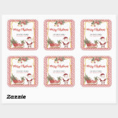 Kerststickers Kerstman slee Custom Label (Vel)