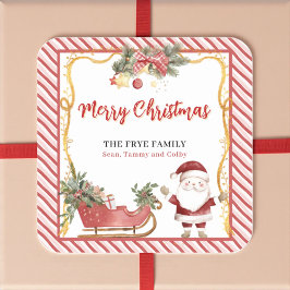 Kerststickers Kerstman slee Custom Label