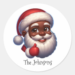 Kerststickers met Bruine Kerstman – Vel van 20 Ronde Sticker