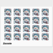 Kerststickers met Frosty de Sneeuwman Vierkante Sticker (Vel)