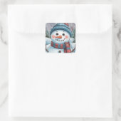 Kerststickers met Frosty de Sneeuwman Vierkante Sticker (Tas)