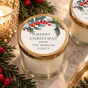 Kerststickers met Hulst Ronde Sticker