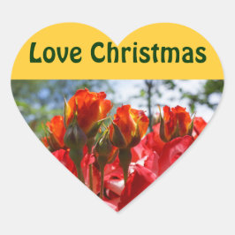 Kerststickers met liefde rode rozen bloemen hart sticker