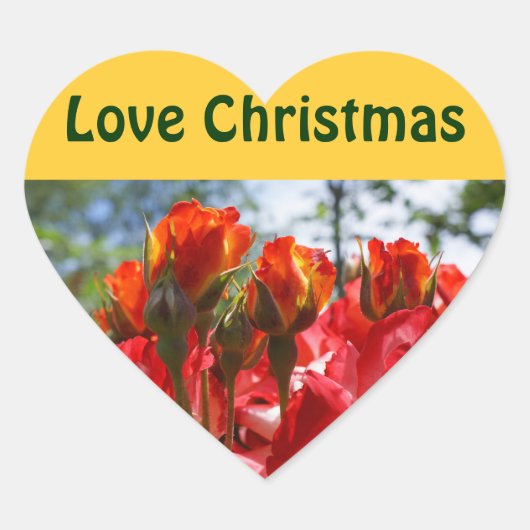 Kerststickers met liefde rode rozen bloemen hart sticker (Voorkant)