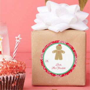 Kerststickers met peperkoek meisje cadeaukaart ronde sticker