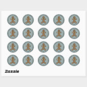 Kerststickers met peperkoekman ronde sticker (Vel)