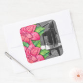 Kerststickers met Poinsettia Vierkante Sticker (Envelop)