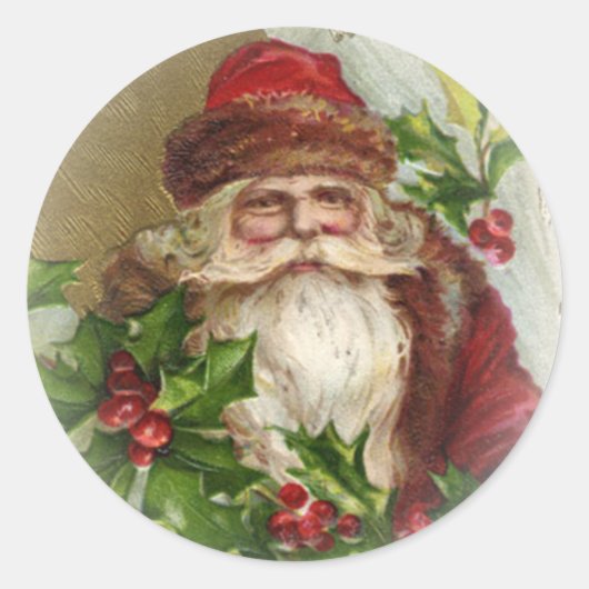 Kerststickers met vintage Sinterklaas Ronde Sticker (Voorkant)