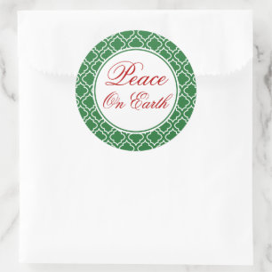 Kerststickers met vredestekst ronde sticker