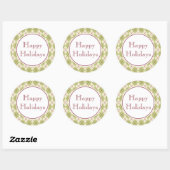 Kerststickers met Vrolijke Feestdagen Ronde Sticker (Vel)