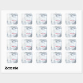 Kerststickers met witte winterbomen vierkante sticker (Vel)