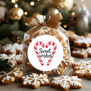Kerststickers met zoete wensen Hart van een suik Ronde Sticker