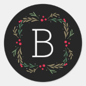 Kerststickers of enveloppenzegels met vrolijke wen ronde sticker (Voorkant)