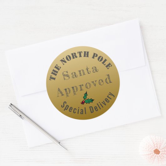 Kerststickers Oude Goud Noordpool  Ronde Sticker (Envelop)