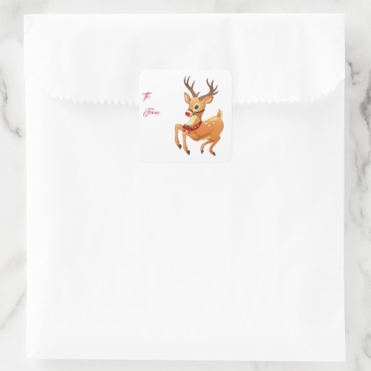 Kerststickers Rendier Vierkante Sticker (Tas)