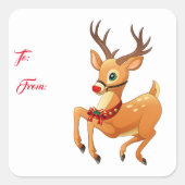 Kerststickers Rendier Vierkante Sticker (Voorkant)
