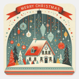 Kerststickers Vierkante Sticker