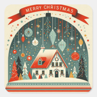 Kerststickers Vierkante Sticker