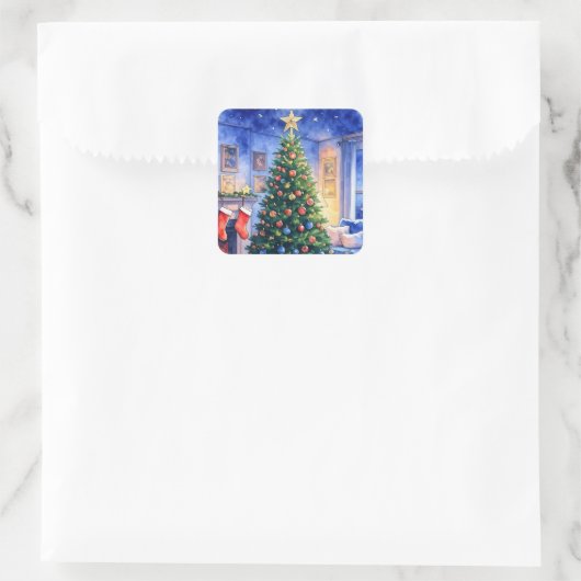 Kerststickers Vierkante Sticker (Tas)