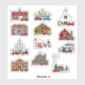 Kerststickers voor Little Red Truck Christmas Vill Sticker (Vel)