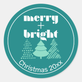 Kerststickers vrolijk en helder ronde sticker