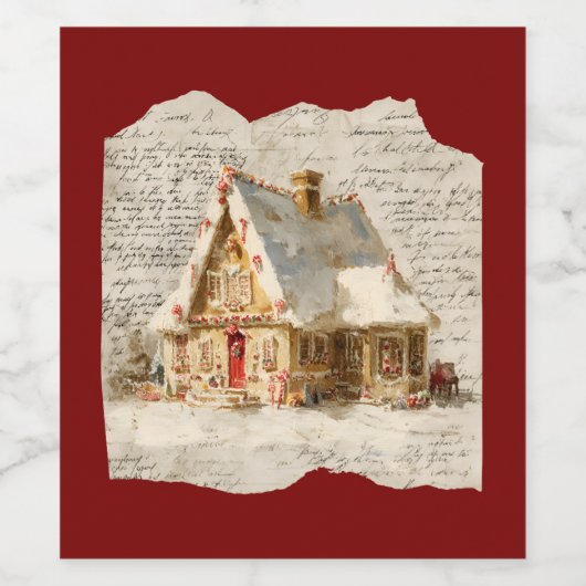 Kerststickers Wijn Etiket (Enkel label)