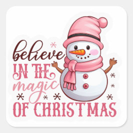 “Kerststickerset – Kerstman, Sneeuwman & Winter Vierkante Sticker