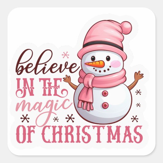 “Kerststickerset – Kerstman, Sneeuwman & Winter Vierkante Sticker (Voorkant)