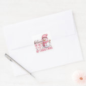 “Kerststickerset – Kerstman, Sneeuwman & Winter Vierkante Sticker (Envelop)
