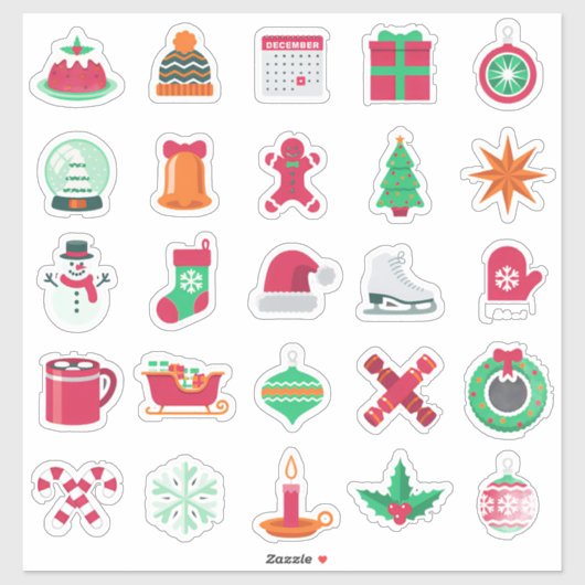 Kerststickerset met Feestelijke Thema's Sticker (Vel)