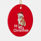Kerststier Hond Vrolijke Groet Keramisch Ornament (Rechts)