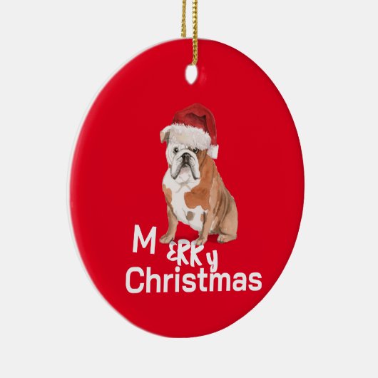 Kerststier Hond Vrolijke Groet Keramisch Ornament (Rechts)