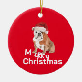 Kerststier Hond Vrolijke Groet Keramisch Ornament (Voorkant)