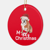 Kerststier Hond Vrolijke Groet Keramisch Ornament (Links)