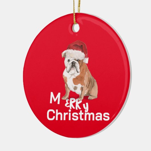Kerststier Hond Vrolijke Groet Keramisch Ornament (Links)