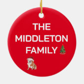 Kerststier Hond Vrolijke Groet Keramisch Ornament (Achterkant)