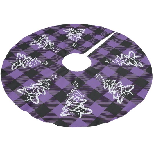 Kerststier Zwart Paars Geruit Kerstboom Rok (Gekanteld)