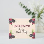 Kerststijl dennenappel & bessen Kerstmis Briefkaart (Staand voorkant)
