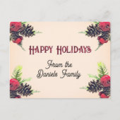 Kerststijl dennenappel & bessen Kerstmis Briefkaart (Voorkant)