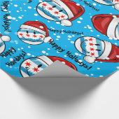 Kerststijl glimlachen in Chicago vlag Cadeaupapier (Hoek)