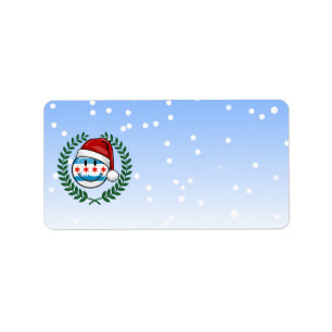 Kerststijl glimlachen in Chicago vlag Etiket