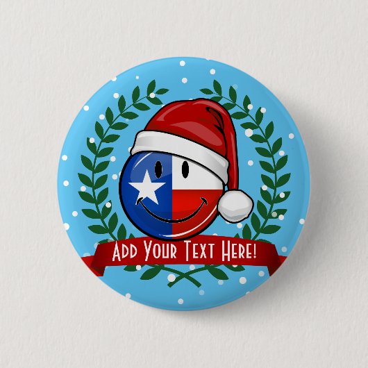 Kerststijl glimlachen Texas Flag Ronde Button 5,7 Cm (Voorkant)